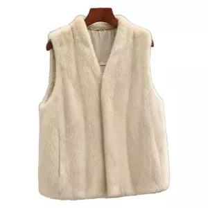 프리미엄 고급 겨울 리얼 밍크 브이넥 숏 퍼 조끼 베스트 모피 털 자켓 외투 중년 여성