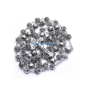 천주교 Y55E 크로스 펜던트 목걸이 가톨릭 장미 구슬 묵주 종교 쥬얼리 수제 십자가 플라스틱