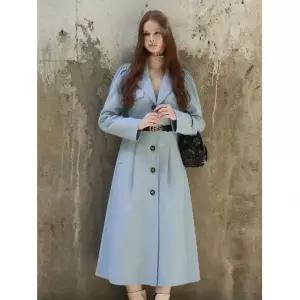 [세일절SALE] [에고이스트] 블루 울100% 벨티드 볼륨소매 핸드메이드 코트 EN4WC962