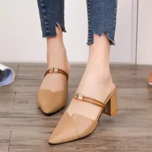 여성 빅사이즈 레더 스틸레토 통굽 펌프스힐 투웨이 WD21688