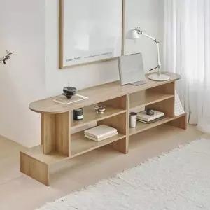 아씨방가구 플란 반타원 와이드 수납 선반 거실장 1600