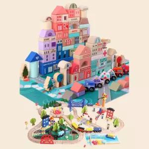 창의력발달 알록달록 도시건설 프로젝트 원목블럭 683p 지능개발 사고훈련