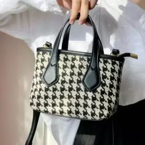 여자 모던 하운드 투스 체크 패턴 미니 토트 크로스백 패션가방 유니크백 데일리룩