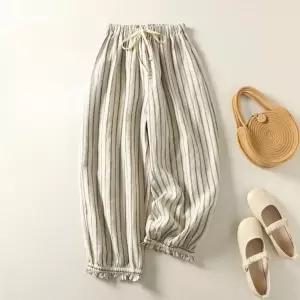 여성바지 린넨팬츠 와이드 바캉스 린넨 밴딩 항아리 여성용