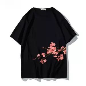 남자여름티셔츠 벚꽃 자수 반팔티셔츠 남자반팔티 잠옷 복고풍 카드캡터