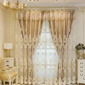 거실 커튼 천 커텐 고급 럭셔리 침실 양각 암막 암막커튼 유럽 자수 인테리어 식당 침실용(1)