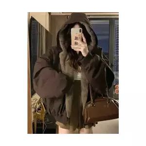 여성 러블리 점퍼 집업 야구 항공 양면 패딩 겨울옷 라이크 밍크자켓 야상느낌 도톰 후드 코트 다올4