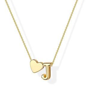 여성용 이니 골드 하트 이니셜 목걸이 14K 도금 A-Z 레터 펜던트 다인티 타이니 모노그램 맞춤형 이름 선물 보석