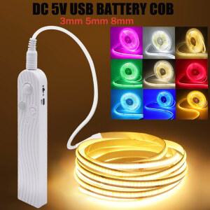 파우더룸 거실 비상등 발목등 조명 인간 센서 배터리 상자와 5V USB COB LED 줄조명 빛 3mm 5mm 8mm 320LED 선형