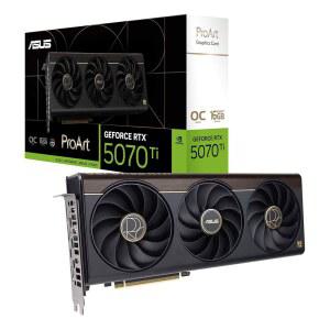 ASUS ProArt GeForce RTX 5070 Ti OC 에디션 그래픽 카드(PCIe 5.0, 16GB GDDR7, USB Type-C , HDMI /DP 2.1, 2.5-슬롯, 축류 기술 팬, 베이퍼 챔버, 위상 변경 GPU 써멀 패드)