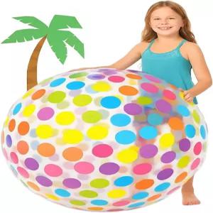 기프트익스프레스 40인치 폴카닷 비치볼 - 수영장 파티용 투명 풍선 볼 여름 야외 물놀이 장난감 및 장식