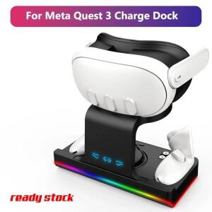 Meta Quest 3 RGB 충전기 스테이션 컨트롤러용 도크 배터리 팩 Fit 헤드 스트랩 VR 액세서리