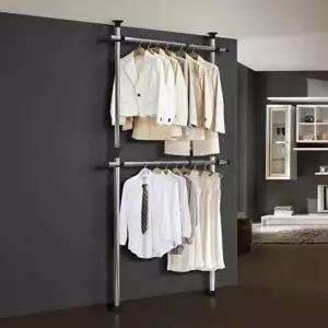 고품질 행거 옷걸이 고정식 옷장 2001호 수납 2단 철제 조립 시스템행거 옷걸이행거 드레스룸행거 WFIP9UX