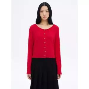 8seconds 스캘럽 트리밍 라운드넥 카디건 레드