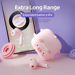 귀여운 애완 동물 만화 무선 블루투스 이어폰, TWS 노이즈 캔슬링, 긴 지구력 마카롱 이어버드 헤드셋, 소