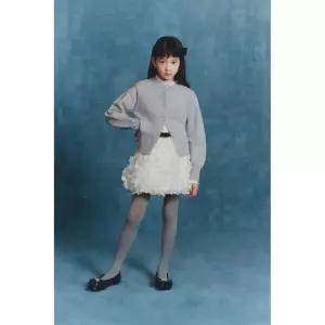 자라 ZARA 플라워 버튼 니트 자켓 재킷 - 펄 그레이 5536607804 908411