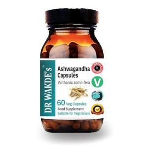 와크데 박사의 와간다 캡슐 인도산 인삼 위다니아 솜니페라 60가지 채소 캡 식물성 보충제 아유르베딕 허브