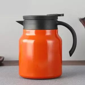 (오렌지) 원터치 이중 진공 보온 보냉 주전자 900ml 보냉포트