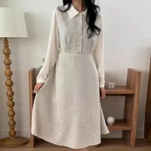 빅사이즈 601 블루밍진주배색원피스 DYPX108