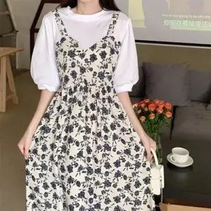 데일리룩 플라워패턴 원피스룩상의 일체형 WFK21R1