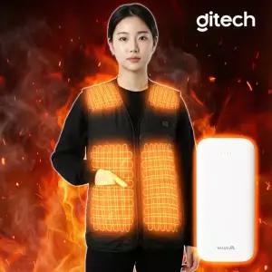 발열 7발열패드 조끼 온열 디테크 보온 USB V넥 2버튼 3단 온도조절 포함 배터리 열선조끼