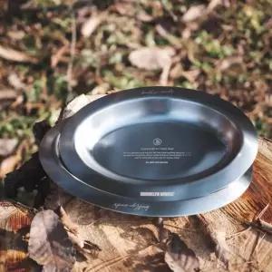 브루클린웍스 캠핑 차박 휴대용 플레이트 스틸 접시 오발 L