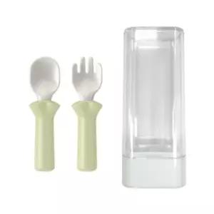 블루마마 유아 스푼 포크 케이스 세트 휴대용 그린빈