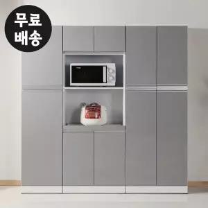 [벤티스가구]리보 주방 수납장세트 렌지대 다용도장 속깊은 선반장 부엌장 인테리어(1600/그레이)