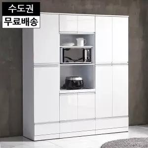 [벤티스가구]다엘 주방 수납장 세트 렌지장 부엌장 하이그로시 넓은 속깊은 다이(1600/화이트)