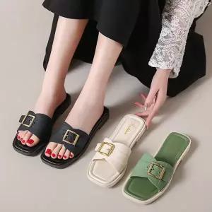 [굿쇼핑몰]스퀘어 버클 샌들 슬리퍼 2cm