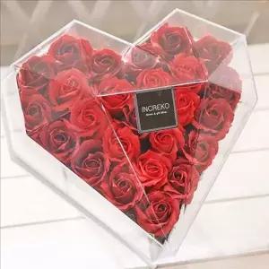 레드 비누 꽃 플라워 박스 로즈 비누 꽃 하트 박스