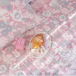 포그니 착번 핑크 극세사 슈퍼싱글 SS 카페트 겸 침대패드