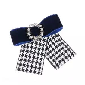 벨벳 타탄체크 리본-네이비체크 ON