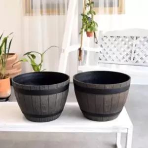 [셀러에이드]오크통 스타일 선인장 화분 카페 인테리어 식물 재배 용기 37x27cm