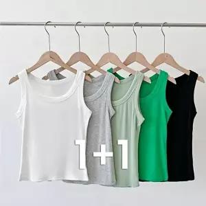 블레오 여자 부드러운 면 골지 나시 탱크탑 (1+1) DM2601081528