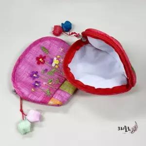 명절 꽃자수 전통 세뱃돈 동전지갑 한국적인 부모님 색동