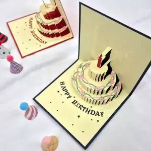 특별한 2컬러 3D 팝업 입체 케이크 생일선물 카드