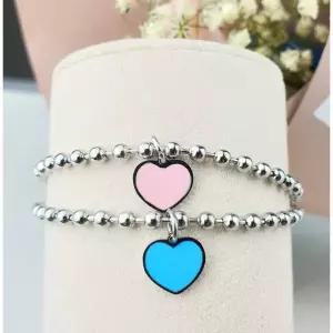 키즈실버 미니하트 미아방지 팔찌 목걸이 써지컬스틸 아기 유아 어린이