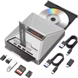 노트북용 Alxum 외장 CD DVD 드라이브 M.2 NVMe /USB 2.0 인터페이스와 SD /Micro 카드 슬롯을 갖춘 7 in 1
