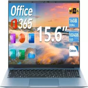 SGIN 15.6인치 노트북 컴퓨터 Windows 11 16GB RAM 1024GB SSD Celeron N5100 Office 365 IPS FHD WiFi 6