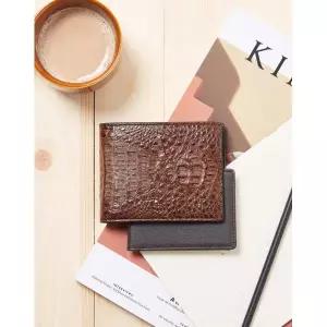 [롯데백화점]닥스 액세서리 LL[선물포장][CAIMAN] 브라운 악어가죽 반지갑 DBWA4E718