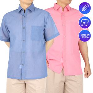 남성여름남방 인조 모시셔츠 반팔 중년남자옷 아빠옷 마남방