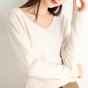 마녀의생활 TS01 여성 브이넥 포인트 니트티 긴팔티셔츠