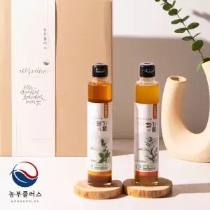 농부플러스 국산 저온착유 들기름+참기름 2병 선물세트 (200ml 2병)