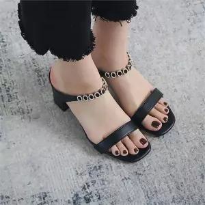 [오노마] ONM 7cm 비즈 스트랩 토오픈 펌프스 샌들힐 슬리퍼 구두 (S8647727)