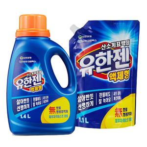 유한양행 유한젠 산소계 표백제 액체형 리필 1.1L/용기 1.4L 액상