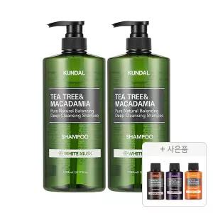 쿤달 딥 클렌징 지성샴푸 화이트머스크 1058ml, 2개+증정(샴푸 일랑일랑 100ml+트리트먼트 일랑일랑 100ml+바디워시 일랑일랑 100ml 각 1개 (총 3개)))