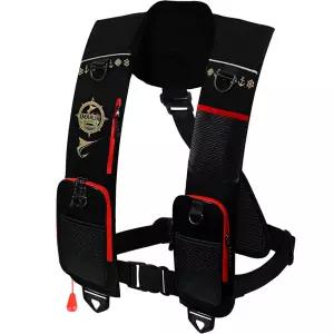 블랙마린 2포켓 자동팽창식 구명조끼 KC인증-블랙 FREE 사이즈 국내생산 수분감지 책임보험 바다낚시