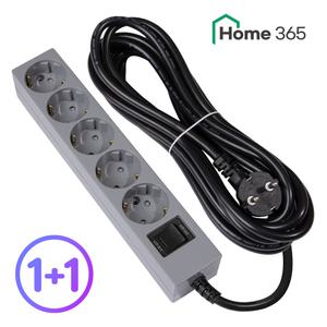 [1개+1개] 홈365 국산 과부하차단 멀티탭 5구 5m 그레이 블랙 컬러멀티탭 16A