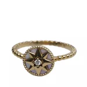 [중고명품] 15호 화이트 마더오브펄 옐로우 골드 18K 다이아 로즈 드 방 반지